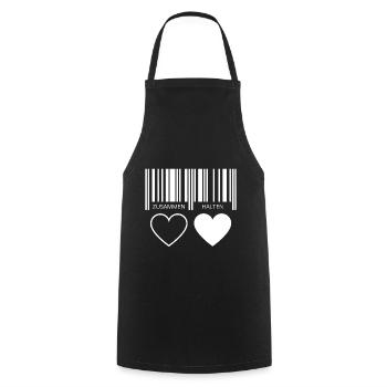 Zusammen halten Herzen Strichcode Barcode Paar C19 - Kochschürze - Schwarz - Vorne - AI Model Male 185 dark (185cm)