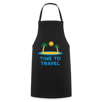 Time to travel (island, palm trees, sun) - Cooking Apron - black - Front - AI Model Male 185 dark (185cm)