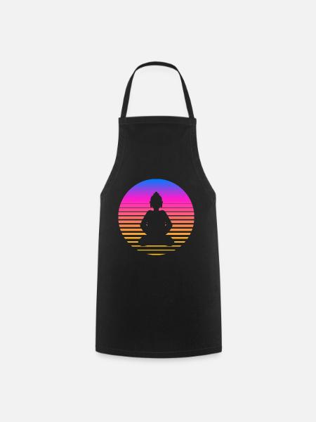 Buddha Retro Buddha Yoga Buddhismus - Kochschürze - Schwarz