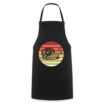 Vintage style rétro escargot - Tablier de cuisine - noir - Devant - AI Model Male 185 dark (185cm)