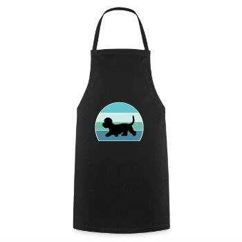 Dandie Dinmont Terrier Dog Silhouette Vintage Suns - Cooking Apron - black - Front - AI Model Male 185 dark (185cm)