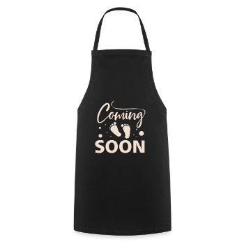 Funny Pregnancy Quote Coming Soon - Cooking Apron - black - Front - AI Model Male 185 dark (185cm)
