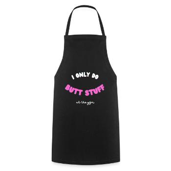 Drôle de fitness Sport Saying - Trucs de fesses - Tablier de cuisine - noir - Devant - AI Model Male 185 dark (185cm)