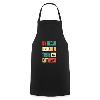 Cat Christmas Quote Un Deux Trois Cat Vintage Cat - Tablier de cuisine - noir - Devant - AI Model Male 185 dark (185cm)