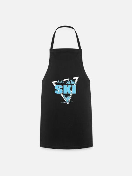 Ski Quote Retro Ski Vintage 80s 90s Let’s Ski - Cooking Apron - black