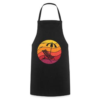 Urlaub Retro Style Vintage - Kochschürze - Schwarz - Vorne - AI Model Male 185 dark (185cm)