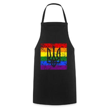 Ukraine Coat of Arms Rainbow Flag Flag - Cooking Apron - black - Front - AI Model Male 185 dark (185cm)