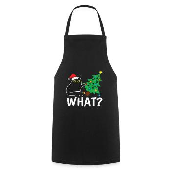 Cat Christmas Quote Black Cat Pushing Christmas Tr - Cooking Apron - black - Front - AI Model Male 185 dark (185cm)