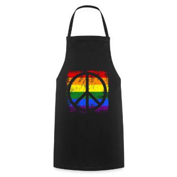 Peacezeichen Regenbogen - Kochschürze - Schwarz - Vorne - AI Model Male 185 dark (185cm)