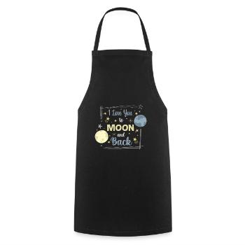 Valentine Quote I Love You To The Moon And Back - Cooking Apron - black - Front - AI Model Male 185 dark (185cm)