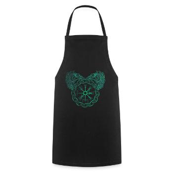 Symbole nordique Viking Fenrir et Vegvisir dotwork - Tablier de cuisine - noir - Devant - AI Model Male 185 dark (185cm)
