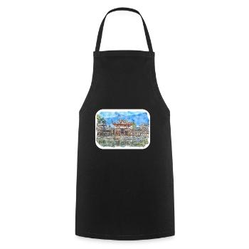 Kyoto Japan Aquarell Skizze gezeichnete Illustration - Kochschürze - Schwarz - Vorne - AI Model Male 185 dark (185cm)