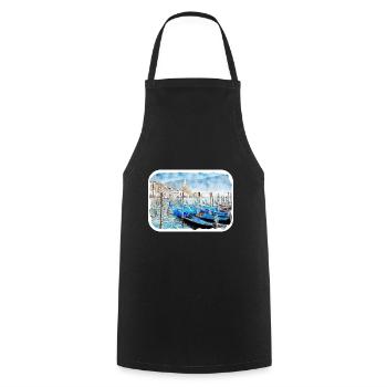 Venise Italie Aquarelle Esquisse Illustration - Tablier de cuisine - noir - Devant - AI Model Male 185 dark (185cm)