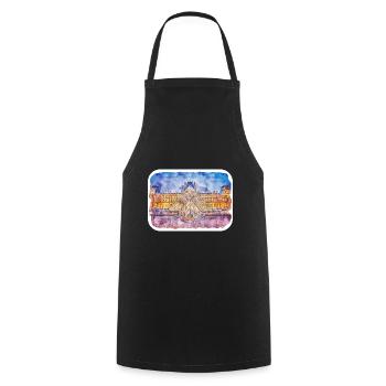 Paris France Watercolor Sketch Draw Drawing - Cooking Apron - black - Front - AI Model Male 185 dark (185cm)
