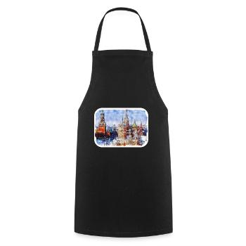 Moscou Russie Aquarelle Esquisse Dessinée Peinture - Tablier de cuisine - noir - Devant - AI Model Male 185 dark (185cm)