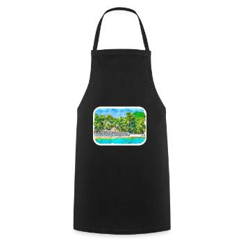 Grèce Aquarelle Esquisse Dessinée à la main Illustration - Tablier de cuisine - noir - Devant - AI Model Male 185 dark (185cm)