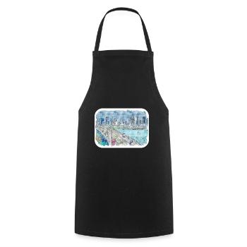 Florida USA Watercolor Sketch Drawn Illustration - Cooking Apron - black - Front - AI Model Male 185 dark (185cm)