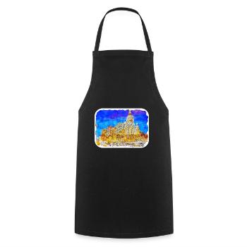 Madrid Spain Watercolor Sketch Drawn Painting - Cooking Apron - black - Front - AI Model Male 185 dark (185cm)