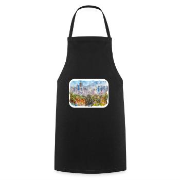 New York Usa Watercolor Sketch - Cooking Apron - black - Front - AI Model Male 185 dark (185cm)