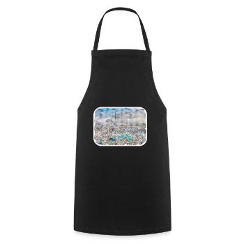 Dubai UAE Watercolor Sketch Hand Drawn Painting - Cooking Apron - black - Front - AI Model Male 185 dark (185cm)