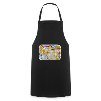 Spain Watercolor Sketch Hand Drawn Illustration - Cooking Apron - black - Front - AI Model Male 185 dark (185cm)