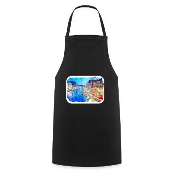 Venise Italie Aquarelle Esquisse Illustration - Tablier de cuisine - noir - Devant - AI Model Male 185 dark (185cm)