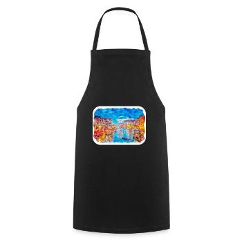 Venise Italie Aquarelle Esquisse Illustration - Tablier de cuisine - noir - Devant - AI Model Male 185 dark (185cm)