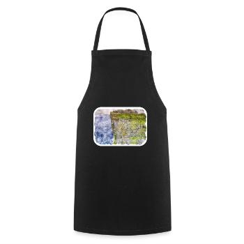 Ireland UK Watercolor Sketch Painting Illustration - Cooking Apron - black - Front - AI Model Male 185 dark (185cm)