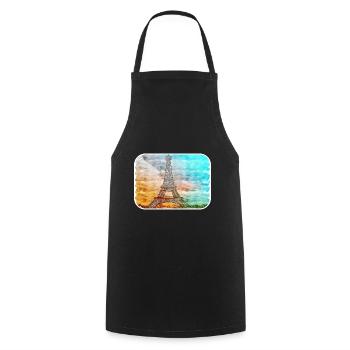 Paris France France Watercolor Sketch Illustration - Cooking Apron - black - Front - AI Model Male 185 dark (185cm)