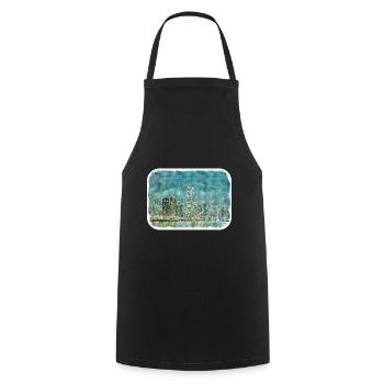 Chicago USA Aquarell Skizze Gezeichnete Illustration - Kochschürze - Schwarz - Vorne - AI Model Male 185 dark (185cm)