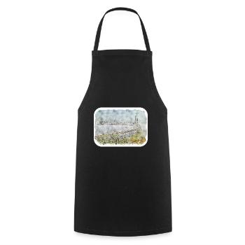 Mumbai India Watercolor Sketch Painting Drawing - Cooking Apron - black - Front - AI Model Male 185 dark (185cm)