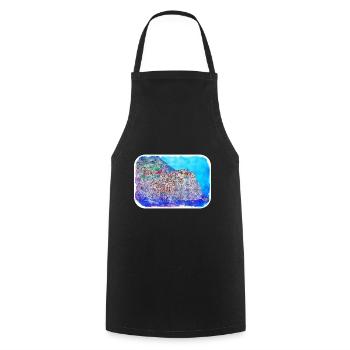 Italy Watercolor Sketch Hand Drawn Illustration - Cooking Apron - black - Front - AI Model Male 185 dark (185cm)