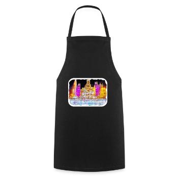 Madrid Spain Watercolor Sketch Painting Drawing - Cooking Apron - black - Front - AI Model Male 185 dark (185cm)