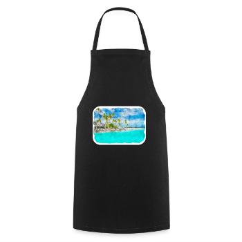 Maldives Watercolor Sketch Hand Drawn Illustration - Cooking Apron - black - Front - AI Model Male 185 dark (185cm)