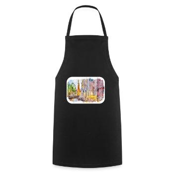 Amsterdam Netherlands Watercolor Sketch Drawing - Cooking Apron - black - Front - AI Model Male 185 dark (185cm)