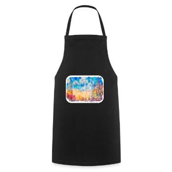 Moscou Russie Aquarelle Esquisse Dessin Dessiné - Tablier de cuisine - noir - Devant - AI Model Male 185 dark (185cm)
