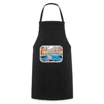 Venise Italie Aquarelle Esquisse Illustration - Tablier de cuisine - noir - Devant - AI Model Male 185 dark (185cm)
