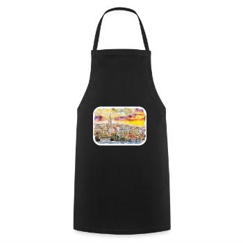 Dinde Aquarelle Esquisse Dessinée à la main Illustration - Tablier de cuisine - noir - Devant - AI Model Male 185 dark (185cm)