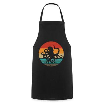 Octopus Retro Style Vintage - Cooking Apron - black - Front - AI Model Male 185 dark (185cm)