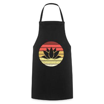 Lotus Retro Style Vintage - Tablier de cuisine - noir - Devant - AI Model Male 185 dark (185cm)