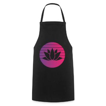 Lotus Retro Style Vintage - Tablier de cuisine - noir - Devant - AI Model Male 185 dark (185cm)