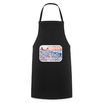 Santorin Grèce Aquarelle Esquisse Dessinée Illustrat - Tablier de cuisine - noir - Devant - AI Model Male 185 dark (185cm)