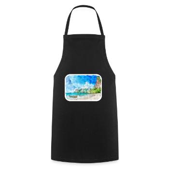 Thailand Aquarell Skizze Handgezeichnete Illustration - Kochschürze - Schwarz - Vorne - AI Model Male 185 dark (185cm)