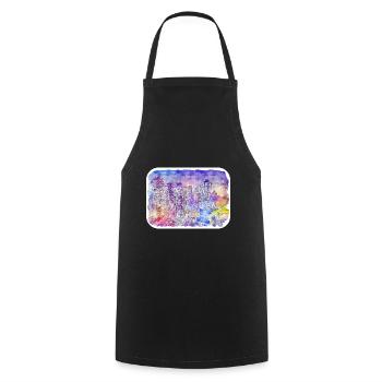 China Watercolor Sketch Hand Drawn Illustration - Cooking Apron - black - Front - AI Model Male 185 dark (185cm)