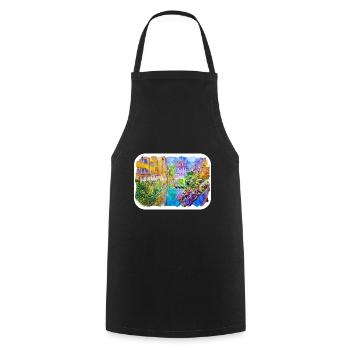 Venise Italie Aquarelle Esquisse Illustration - Tablier de cuisine - noir - Devant - AI Model Male 185 dark (185cm)