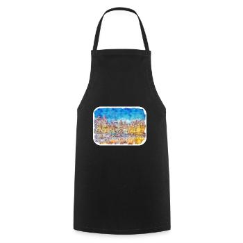 Bruges Belgium Watercolor Sketch Drawn Illustratio - Cooking Apron - black - Front - AI Model Male 185 dark (185cm)