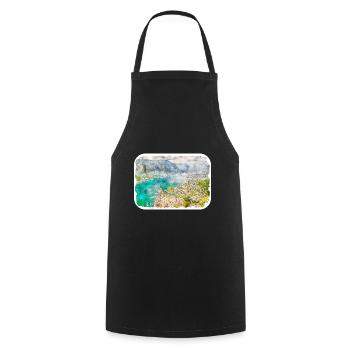 Montenegro Wahrzeichen Aquarell Skizze Illustration - Kochschürze - Schwarz - Vorne - AI Model Male 185 dark (185cm)