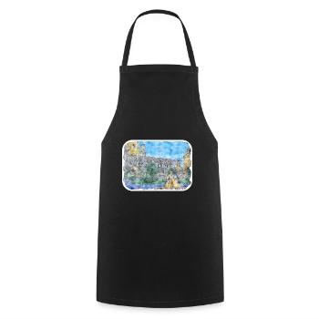 Vienne Autriche Aquarelle Esquisse Peinture - Tablier de cuisine - noir - Devant - AI Model Male 185 dark (185cm)
