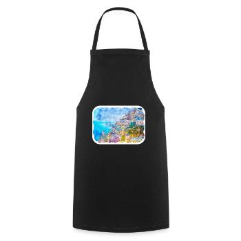 Positano Italy Watercolor Sketch Drawn Illustratio - Cooking Apron - black - Front - AI Model Male 185 dark (185cm)
