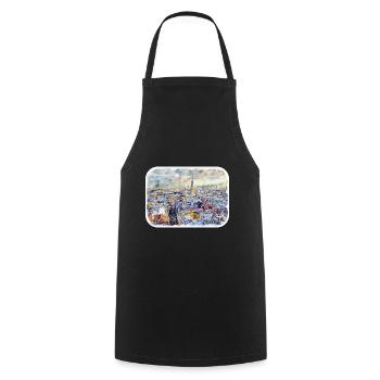 Copenhagen Denmark Watercolor Sketch Illustration - Cooking Apron - black - Front - AI Model Male 185 dark (185cm)